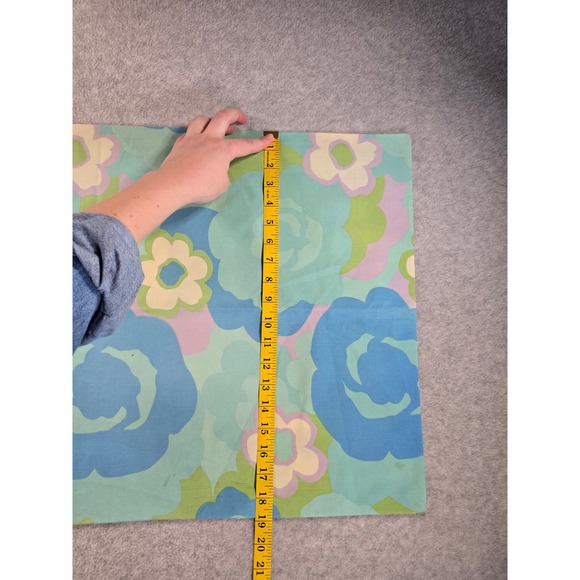 Vintage 70s Wamsutta Retro Mod Floral Pillowcase Blue Green Flower Power - Picture 9 of 9